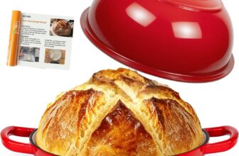 AHJ Dutch Oven For Sourdough Bread Baking,26cm/5.7L Enameled Cast Iron Dutch Oven,Non-Stick Sourdough & Casserole Dish, Casserole Pot for Bread Baking,Roasting,Braising,Best Gift for Christmas (Red)