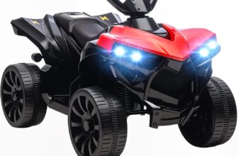AIYAPLAY 6V Electric Ride on Car, Kids ATV 4 Wheeler with Music and LED Headlights, Indoor Outdoor Toy Car for Ages 3-6 Years Boys and Girls, Red