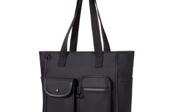 AJI Shoulder Tote Bag with Pockets, Crossbody, 15.6 Laptop, Black