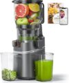 AMZCHEF Cold Press Juicer with 165mm Large Feed Chute, Slow Masticating Juicer for Whole Fruits & Vegetables, Triple Filter, Copper Motor, High Juice Yield, Easy to Clean, Grey