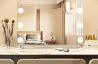 ANYHI 19×16 Vanity Mirror with Lights, Hollywood Dressing Table Mirror with 11 Dimmable LED Bulbs, Tabletop or Wall-Mounted, Detachable 10x Magnification, Silver