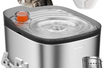 APETDOLA Cat Fountain Stainless Steel, Ultra-Quiet 4.5 L Automatic Pet Water Fountain, Dog Water Dispenser with Visual Coloured Water Level Float for Cats Inside, Dishwasher Safe-FS0010BK