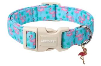 ARING PET Flamingo Cotton Dog Collar with Quick Release Buckle