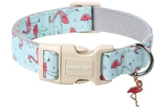 ARING PET Flamingo Dog Collar, Cotton, Quick-Release Plastic Buckle, X-Small