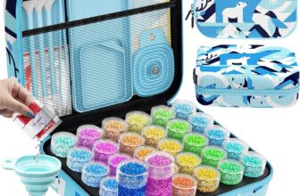 ARTDOT 5D Diamond Art Storage Boxes with 30 Slots, 71pcs Diamond Painting Accessories and Tools Kits with Pens for Adults(Blue)