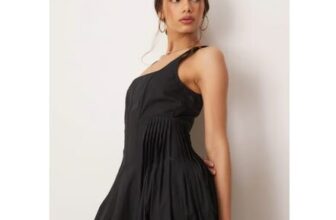 ASOS DESIGN Scoop Neck Pleat Waist Midaxi Dress in Black