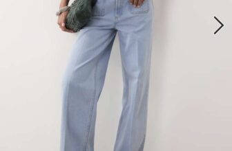 ASOS DESIGN Womens high waist wide leg jeans with front pockets in lightwash sizes 4 – 18