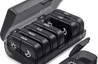 AUVON Pill Box Organiser, XL Weekly Pill Box 7 Day 2 Times a Day with One-Side Large Opening Design Black Sold by AUVON FBA – Prime Deal