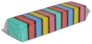 Abena Multicoloured Sponges, Kitchen Cleaning Sponge, Scouring Pads, Pot Scrubber, One Size, Pack of 10
