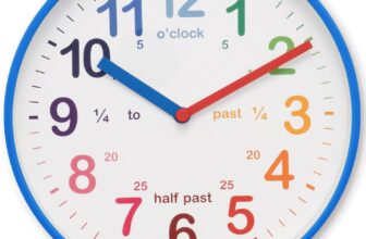 Acctim Wickford Kids Teaching Wall Clock Quartz Rainbow Dial Quarter Markers Blue 20cm 22529
