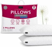 Adam Home Pillows 2 Pack Hotel Quality with Quilted Cover Hypoallergenic & Dust Mite Resistant Filling Ideal for Stomach, Back and Side Sleepers Down Alternative Hotel Pillows
