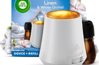 Air Wick Essential Mist Diffuser Kit, Linen & Petals,1 Device & 1 refill (20 ml),Natural Essential Oils, Last up to 45 days, Air freshener