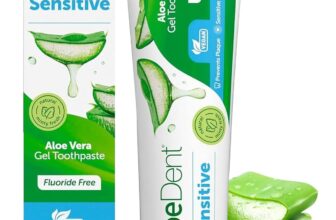 Aloe Dent – Sensitive Aloe Vera Gel Toothpaste – Fluoride Free – Prevents Plaque, Supports Sensitive Gums & Freshens Breath – Vegan, Cruelty Free & SLS Free – 100ml – 1 Pack
