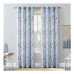 Always4u Linen-Look Curtains, Semi-Sheer Red Dandelion, 46×54 In, 1 Pair