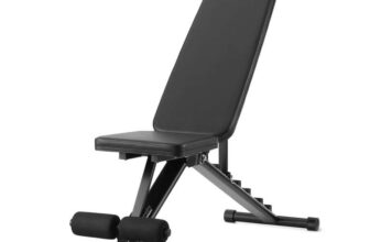 Amazon Basics Adjustable Workout Weight Bench Press, Foldable for Home Gym, Black, 135 x 38 x 116 cm