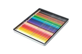 Amazon Basics Coloured Pencils in Tin Box, Pack of 24 – Assorted Colours