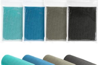 Amazon Basics Gym Cooling Towels for Neck and Face, Working Out, 102 cm x 31 cm, 4-Pack, Black/Gray/Aqua/Navy