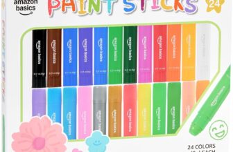 Amazon Basics Paint Sticks For Kids, Fast Drying, Easy Clean up, Washable, Multi-Surface, 24-Pack, Assorted Colors