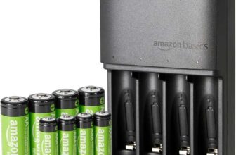 Amazon Basics Rechargeable Batteries NiMH, AAA 800mAh 4-Pack AA 2000mAh 4 Pack with 4 Bay Battery Charger – with Prime