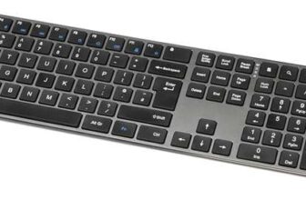 Amazon Basics Rechargeable Wireless Mouse – Ultra Slim, Quiet Full Size Keyboard with Number Pad, Black