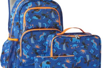 Amazon Essentials Kids School Backpack Set with Lunch Tote and Pencil Case – Multi-Pocket Tear-Resistant Student Day-pack – School Supplies Bundle – Blue Navy – 3 Piece Set