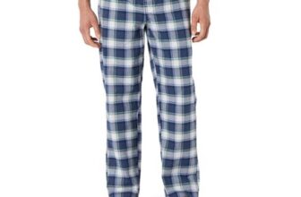 Amazon Essentials Mens Cotton Poplin Pyjama Trousers, Indigo Plaid, M