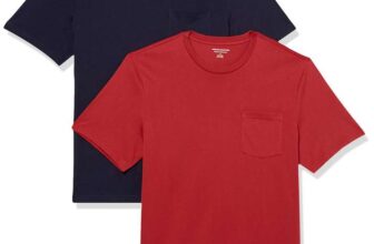 Amazon Essentials Mens Pocket T-Shirt – Pack of 2 Red/Navy Size M