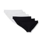 Amazon Essentials Microfibre Bikini Knickers, Pack of 6, Black/White, 14