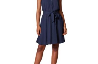 Amazon Essentials Womens Relaxed Fit Casual Sleeveless V-Neck Swing Shirt Dress Size L (Prime Members Only)