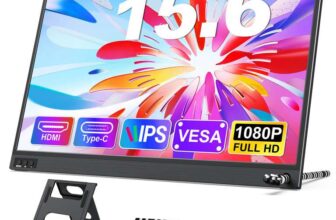 Amoudo 15.6 Inch Portable Monitor 1920x1080P FHD IPS USB-C HDMI, Built-in Stand, VESA Mount, Eye Care ANNEITA LIMITED UK Stock