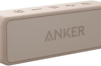 Anker Soundcore 2 Portable Bluetooth Speaker with 12W Stereo Sound, BassUp, IPX7 Waterproof, 24-Hour Playtime, Wireless Stereo Pairing, Speaker for Home, Outdoors, Travel (Pink&Brown)