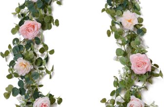 Annas Whimsy 180 cm Artificial Eucalyptus Flower Garland, Fake Rose Gypsophila Wreaths, Flower Vines, Floral Garland Decoration for Wedding Party Home Craft Art Table Runner Decor, Pink