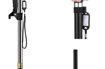 Anti-Slip Aluminium Walking Stick with Adjustable LED Light Lightweight, Secure & Portable Mobility Aid for Seniors & Elderly (Black)