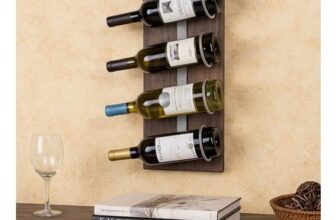 Antique Old Wood Wall Wine Holder 4 Bottle Rack