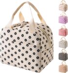 Arae Lunch Bags for Women Reusable – Large Insulated Lunch Box Lightweight Tote for Work, Travel, Beach & Daily Use, Flower – Beige