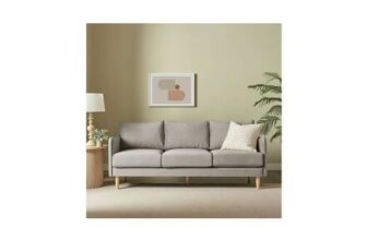 Argos Home Dippy Velvet 3-Seater Sofa Natural