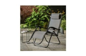 Argos Home Folding Metal Zero Gravity Sun Lounger – Grey