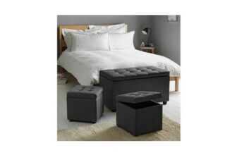 Argos Home Wendover Fabric Ottoman with Stools – Grey