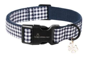 Aring Pet Plaid Dog Collar with Quick Release Buckle