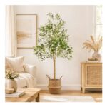 Artificial Olive Tree with Woven Basket 185cm