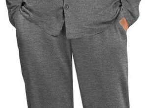 Aseniza Mens Pyjamas Sets Long Sleeve Button Down Cotton Pjs Soft Loungewear Sleepwear 2 Pieces for Men with Pockets