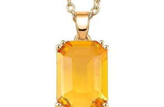 Austrian Yellow Crystal 8 Prongs Solitaire Classic Pendant Necklace with Chain