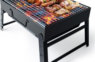 BBQ Barbecue Grill, Portable Foldable Charcoal Grill for Outdoor, Stainless Steel BBQ Tabletop Smoker for Picnic, Garden, Terrace, Camping, Travel, Hiking