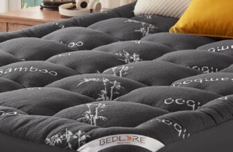 BEDLORE Mattress Topper Double Bed Viscose Derived from Bamboo, Soft Quilted Pad for Back Pain Relief, Thick Mattress Topper with Deep Elastic Pocket (Grey)