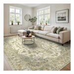 BEIMO Large Area Rug 200x290cm, Non-Slip, Green Beige
