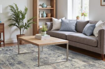 BEIMO Modern Abstract Rugs Living Room, Rugs for Bedroom 200x290cm Machine Non-Slip Washable Rug Slate Blue Carpet Faux Short Pile Area Rug for Dining Room Kitchen Office