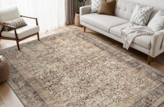 BEIMO Rugs 160x230cm Living Room Large Green Rug Washable Carpet for Bedroom Machine Non-Slip Carpet Boho Vintage, Warm Brown