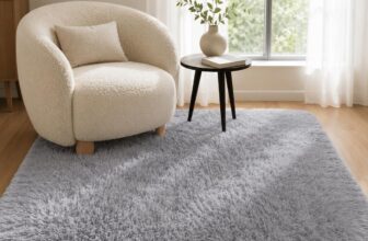 BEIMO Soft Fluffy Rugs for Bedrooms 120x170cm, Super Plush Shaggy Solid Grey Area Rug, Fluffy Faux Fur Carpets, High Pile Rug Non Shedding, Soft Rugs for Living Room, Grey