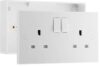 BG Electrical Nexus 900 Series Double Switched Power Plug Wall Socket 32mm Surface Mounted Back Box, 2 Gang Pattress Box, IP20, 13A