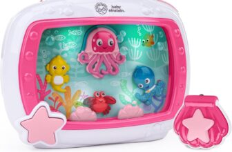 Baby Einstein Sea Dreams Soother Baby Sleep Sound Machine and Crib Toy with Remote, Pink, Infants Newborn and Up